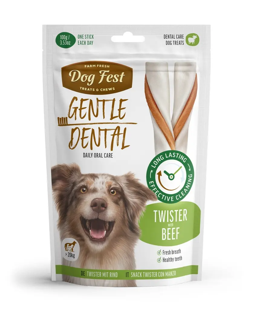 Dog Fest Dental Treats For Adult Dogs -Twister-Beef 100g (14cm)