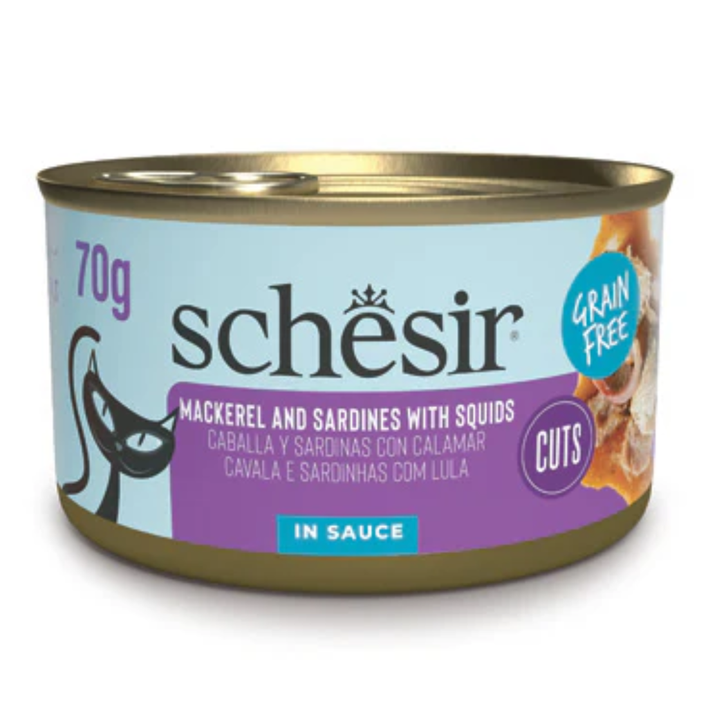 Schesir Grill Wholefood Cat Can Mackerel And Sardines With Squid 70g 