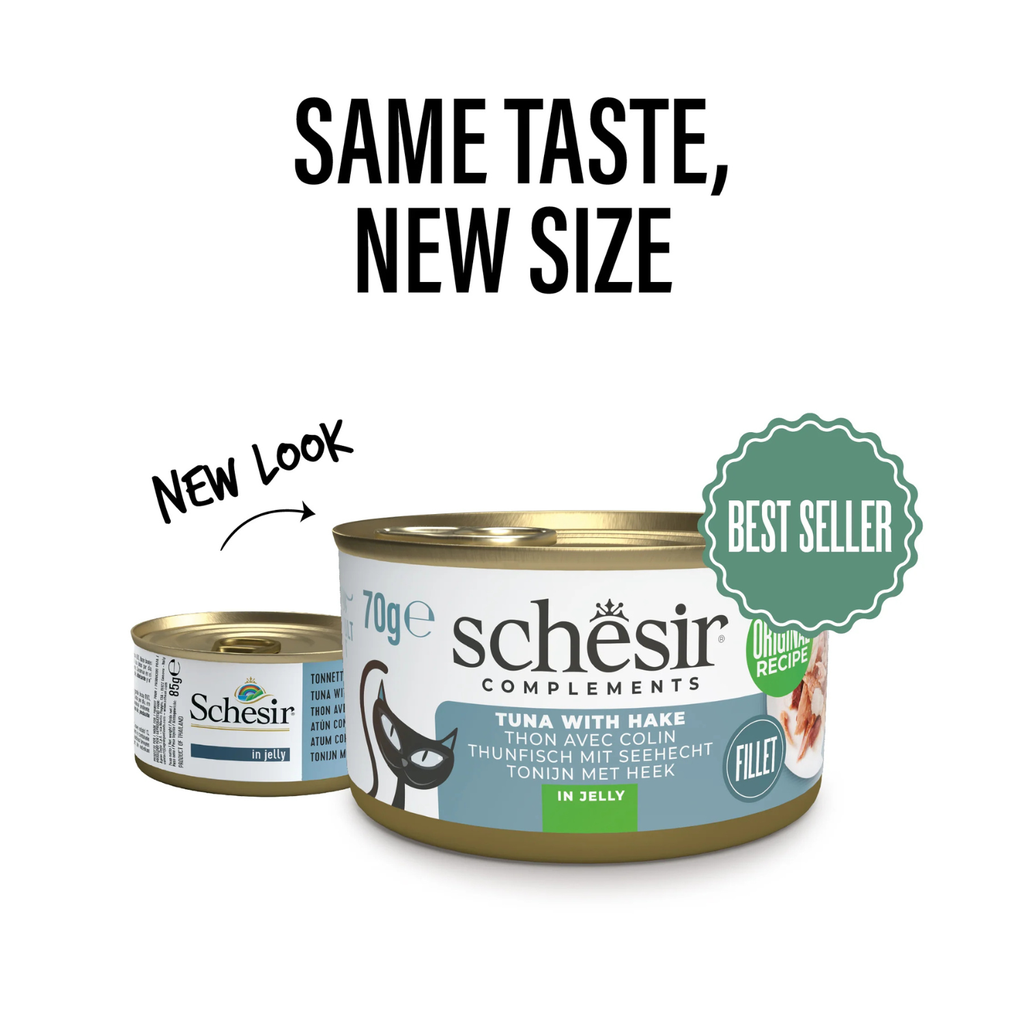 Schesir Complements Cat Wet Food  in Jelly Can- Tuna With Hake 70g 