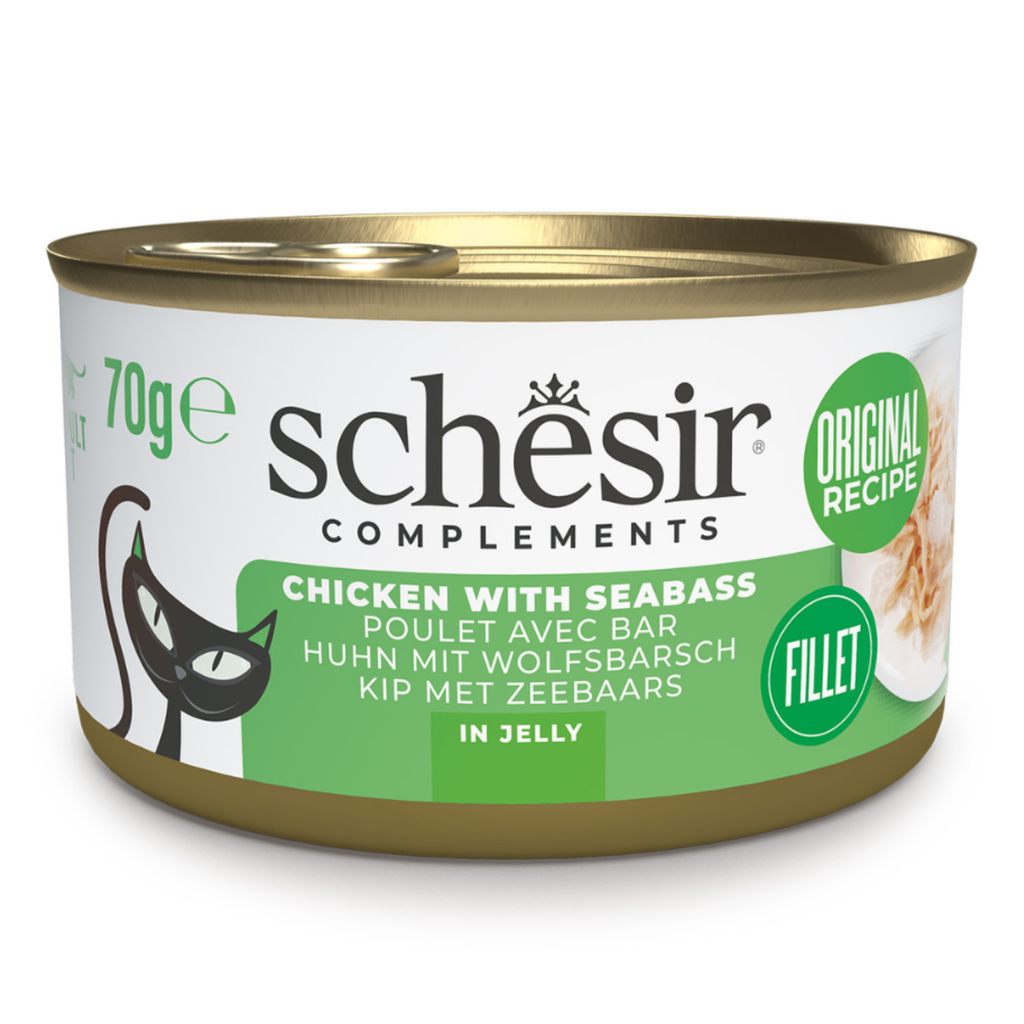 Schesir Complements Cat Wet Food  in Jelly Can- Chicken With Seabass 70g 