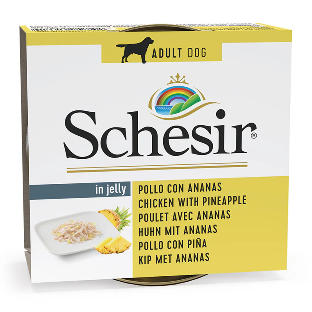 Schesir Dog Wet Food in Jelly Can-Chicken With Pineapple 150g 