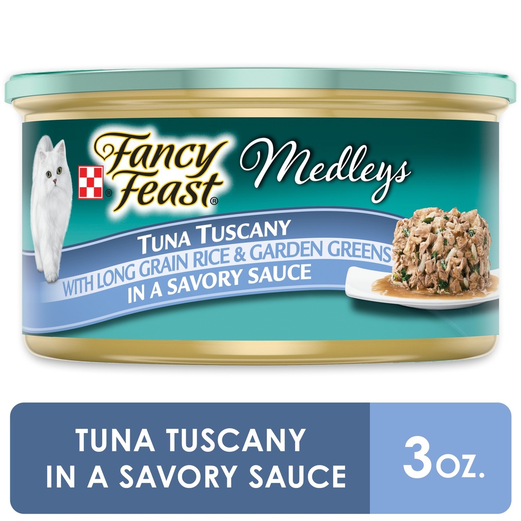 Purina Fancy Feast Elegant Medleys Tuna Tuscany Canned Wet Cat Food 24x 3oz Cans