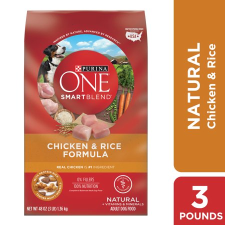 Purina ONE Natural Dry Dog Food, SmartBlend Chicken & Rice Formula 4x 3-Lb. Bags