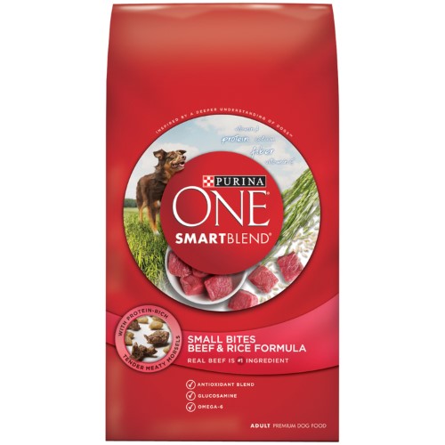 Purina ONE Small Bites Dry Adult Dog Food with Added Vitamins & Minerals High Protein Beef & Rice 4x 8-Lb Bags