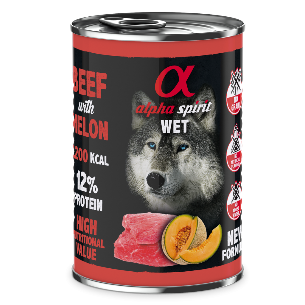 Alpha Spirit Canned Dog Food Beef With Melon 400 g