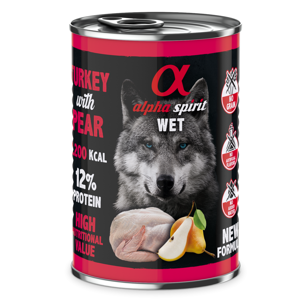 Alpha Spirit Canned Dog Food Turkey With Pear 400 g