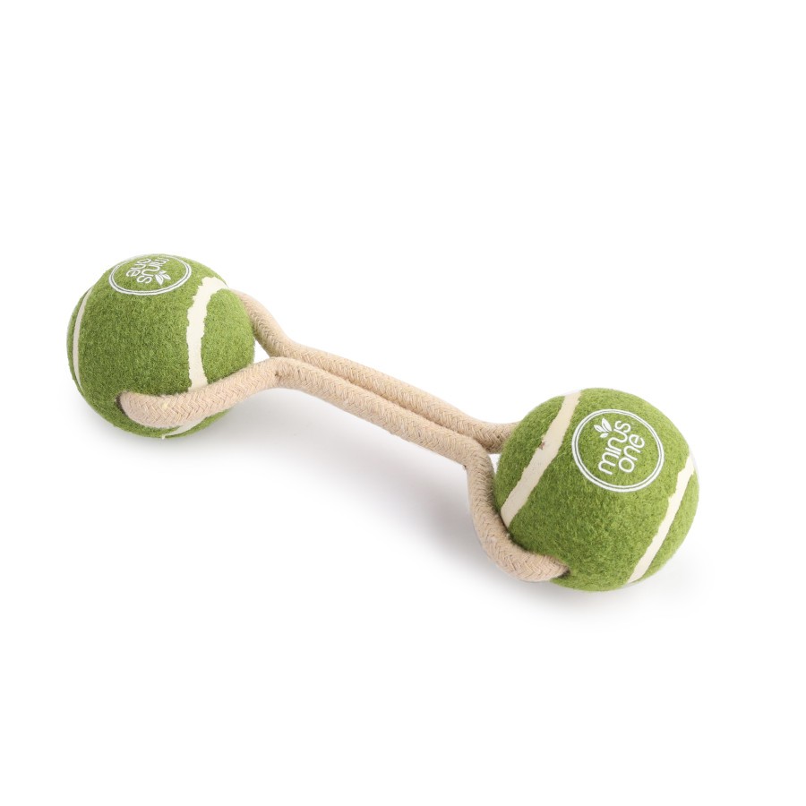 ALL FOR PAWS Dog Tennis Ball Rope Toy Double Meadow