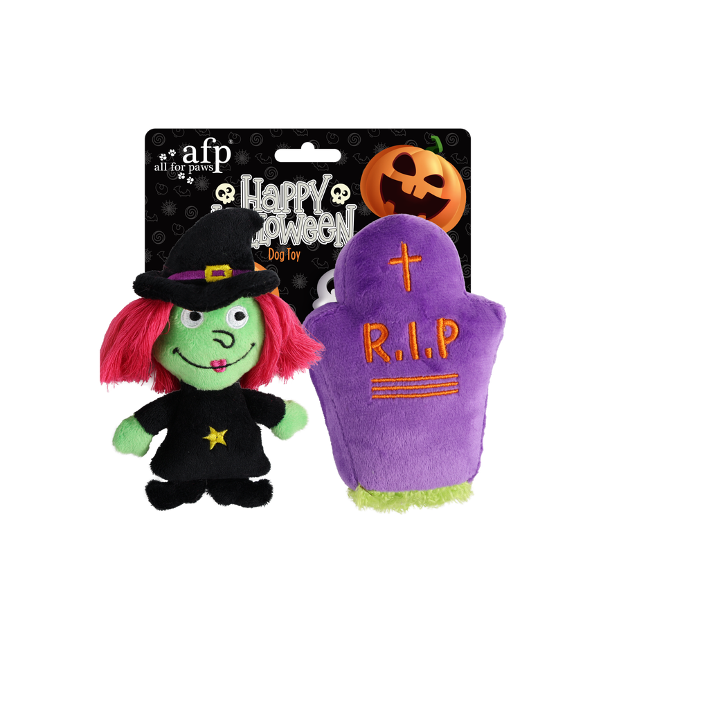 ALL FOR PAWS Naughty or Trick Witch & Tombstone 2/pk