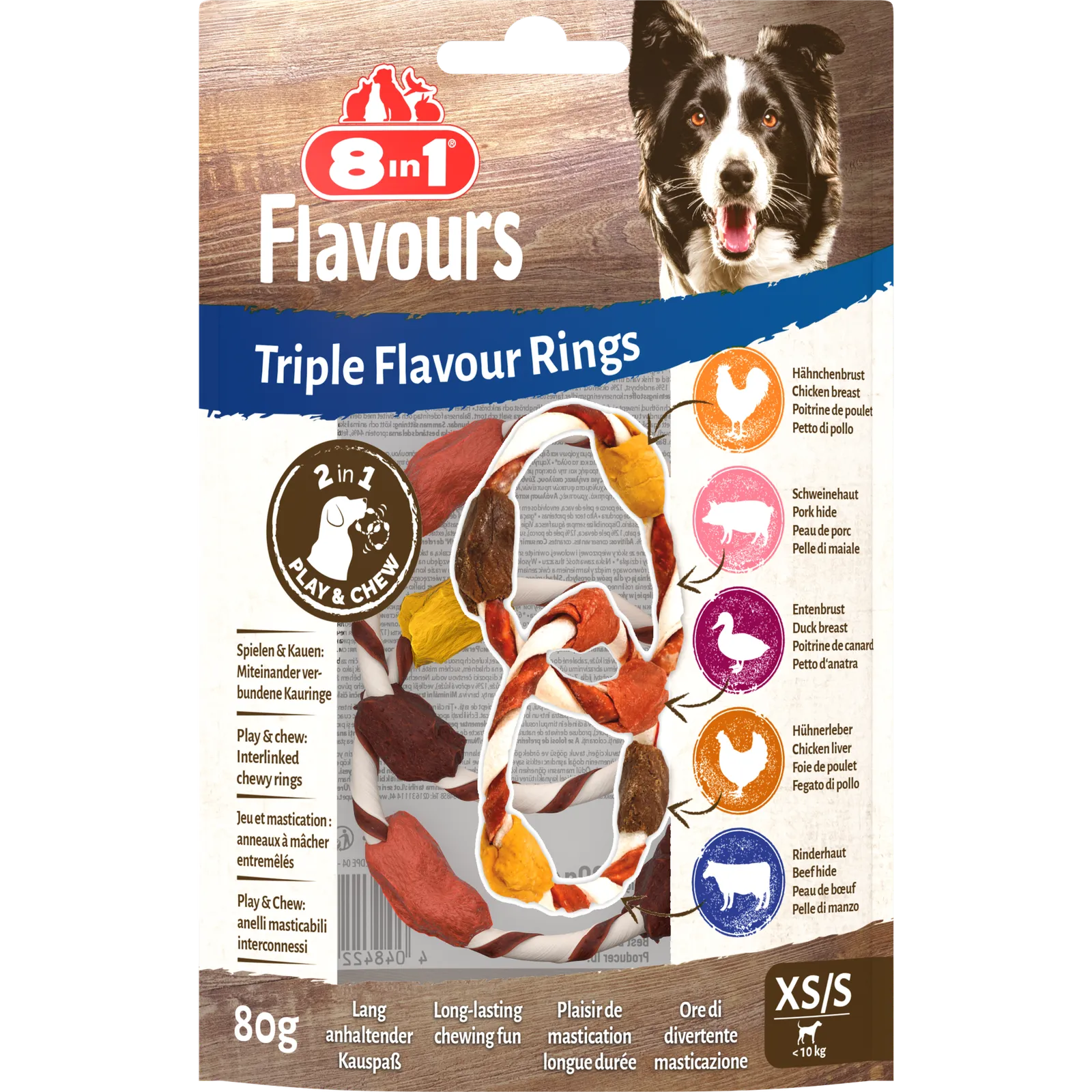 8in1 Triple Flavour Rings XS/S, 80 g