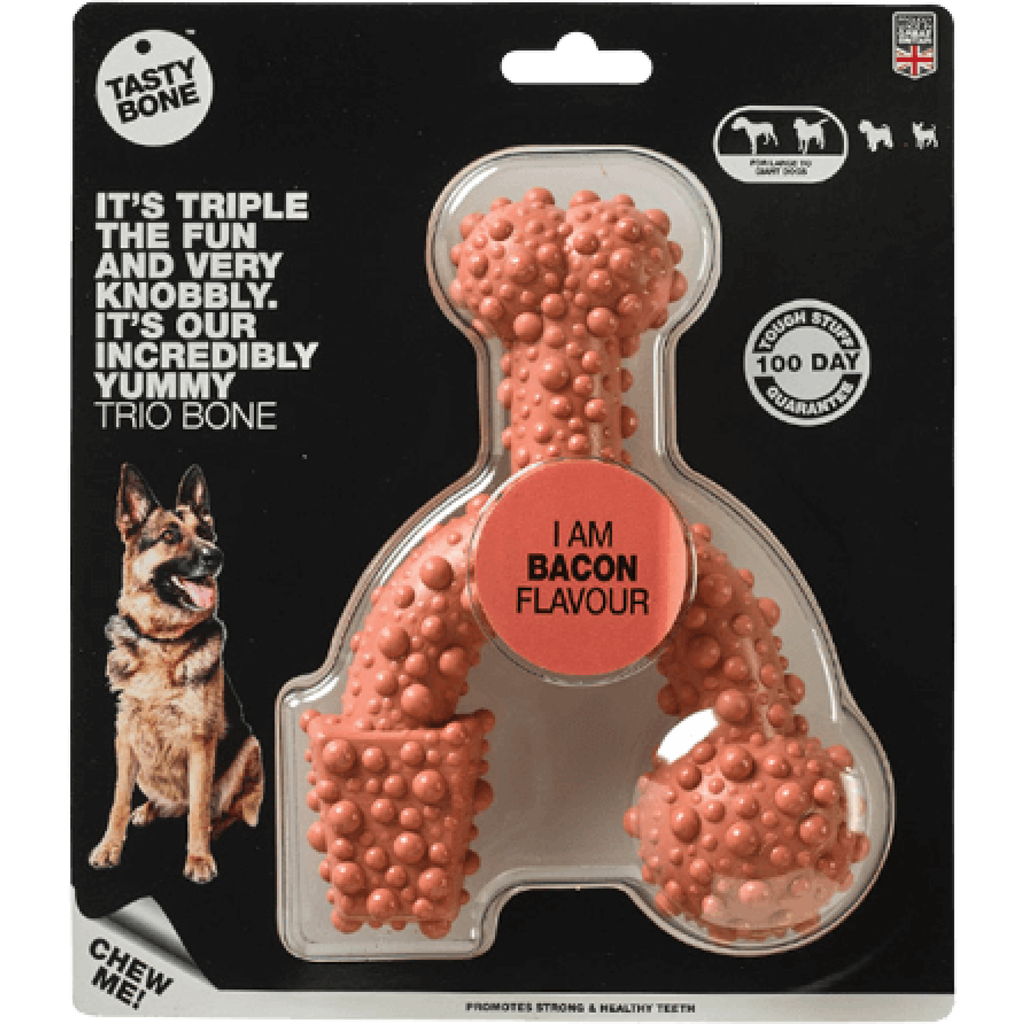 TastyBone Nylon Trio Bone Toy for Large Dogs, Bacon Flavor