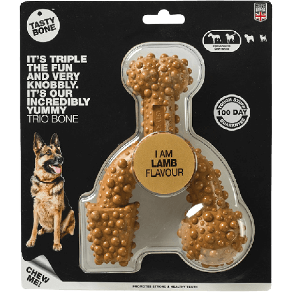 TastyBone Nylon Trio Bone Toy for Large Dogs, Lamb Flavor