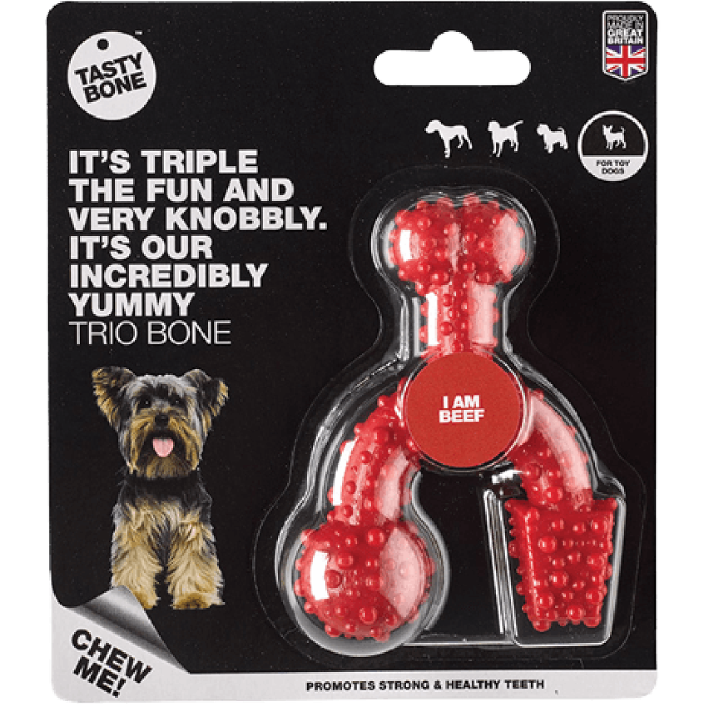 TastyBone Nylon Trio Bone Toy Dog, Beef Flavor