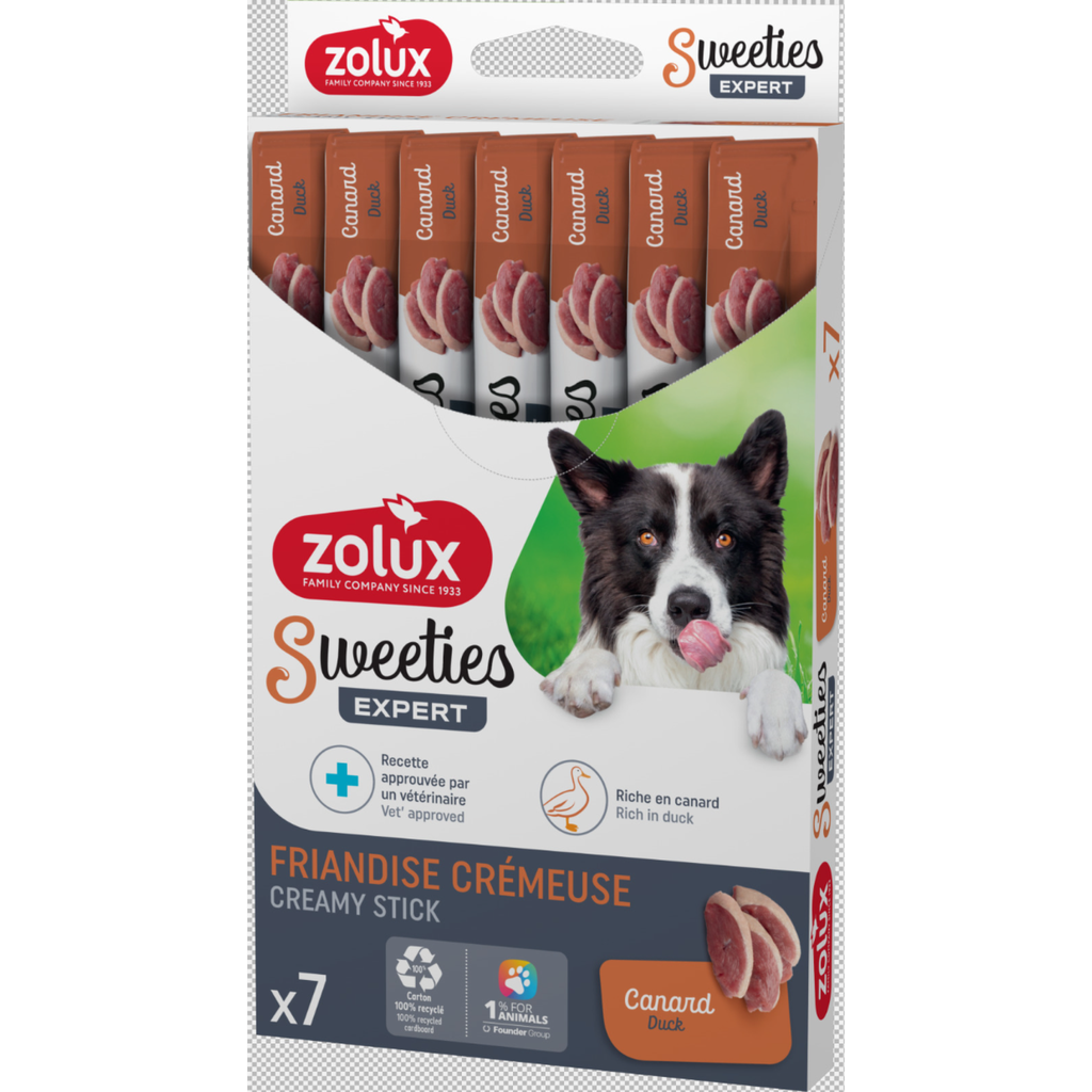 ZOLUX Sweeties Creamy Stick for Dogs, Duck, 7 pcs/box