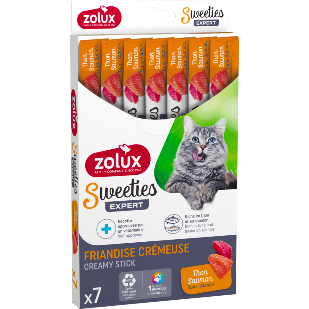 ZOLUX Sweeties Creamy Stick for Cats, Tuna Salmon, 7 pcs/box