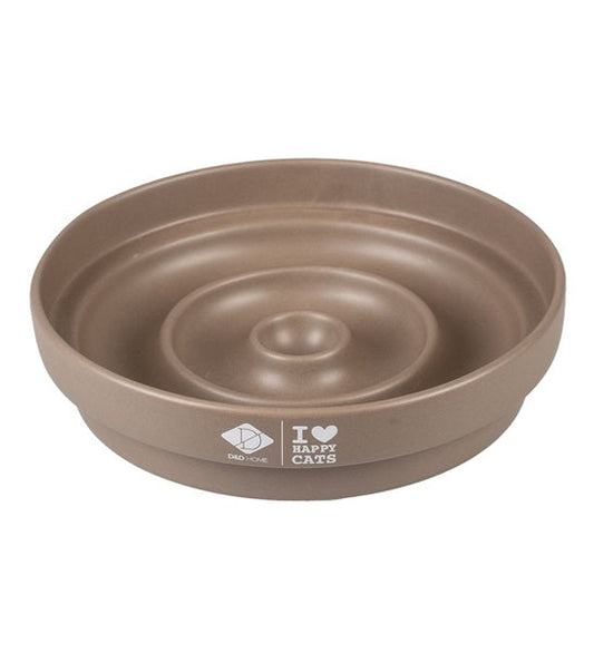 D&D Home I Love Happy Cats Sue Slow Feeder Drop Cat Bowl - BROWN/20X20X4.5CM