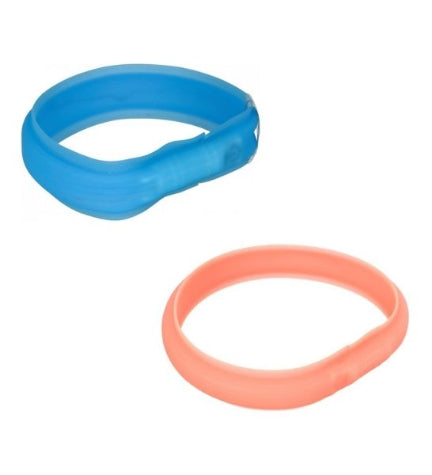 Trixie USB Flash Light Wide Silicone Dog Collar - BLUE/L-XL