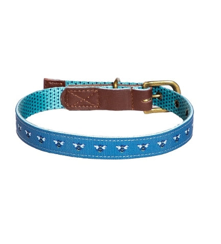 Danish Design FatFace Spotty Bees Dog Collar BLUE/2.5CM