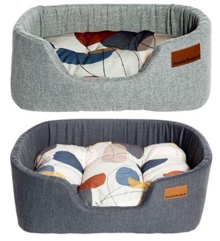 Danish Design Colour Block Lux Slumber Dog Bed - STEEL/51X44X225CM