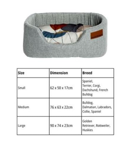 Danish Design Colour Block Lux Slumber Dog Bed - STEEL/68X48X26CM