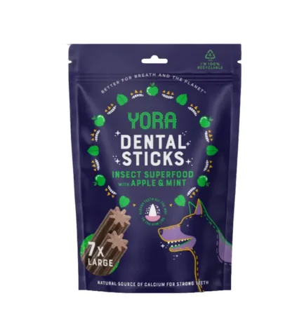 Yora Pet Foods Large Dental Sticks Apple & Mint Dog Treat - 270G