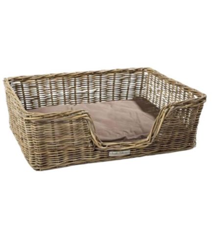51DN Rattan Rectangular Basket with Cushion Dog Bed - 70CM
