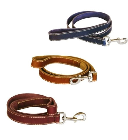 Huntlea Leopard Leather Dog Lead - TAN/1200X25MM