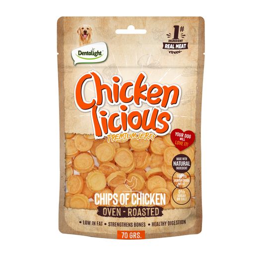 Dentalight Chicken Licious Jerky Treats For Dogs-Chip of Chicken 70g