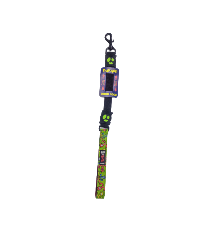 Doco Loco Shock Absorbing BUNGEE Leash - SHORT (DCLB1122)[Texture - Green Monster, Size - L]