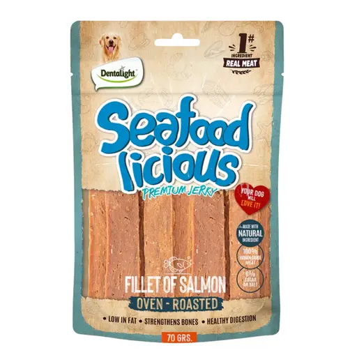 Dentalight Seafood Licious Jerky Treats For Dogs-Fillet of Salmon 70gm
