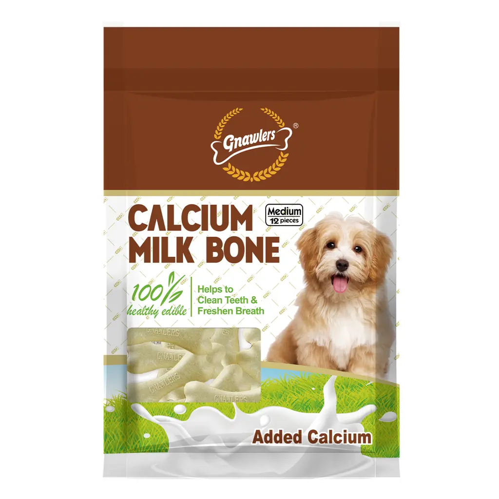 Gnawlers Calcium Milk Bone 3" Medium-Snack For Dogs- 12pcs/pack-270gm