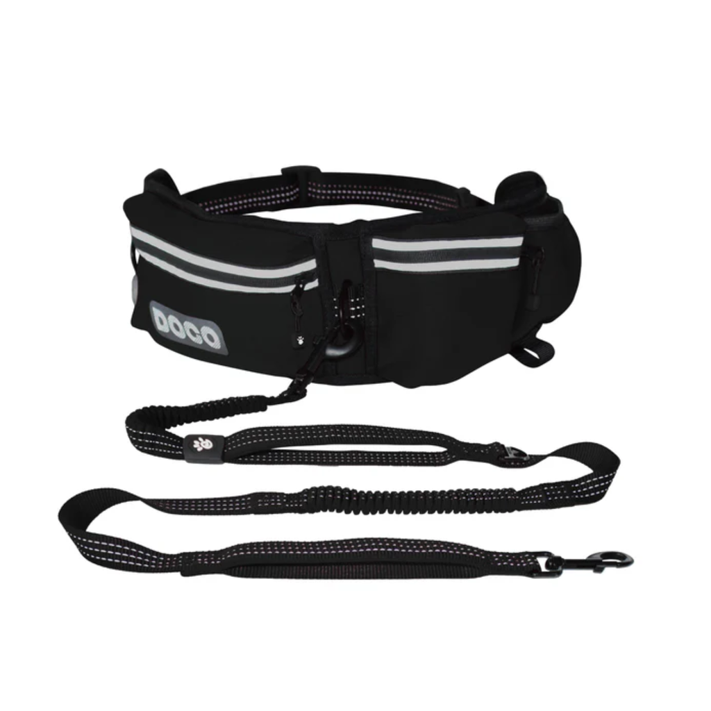 Doco Reflective Jogging Belt With Reflective Nylon [Bag:68-120cm ; Leash:2.5x150cm]-Black