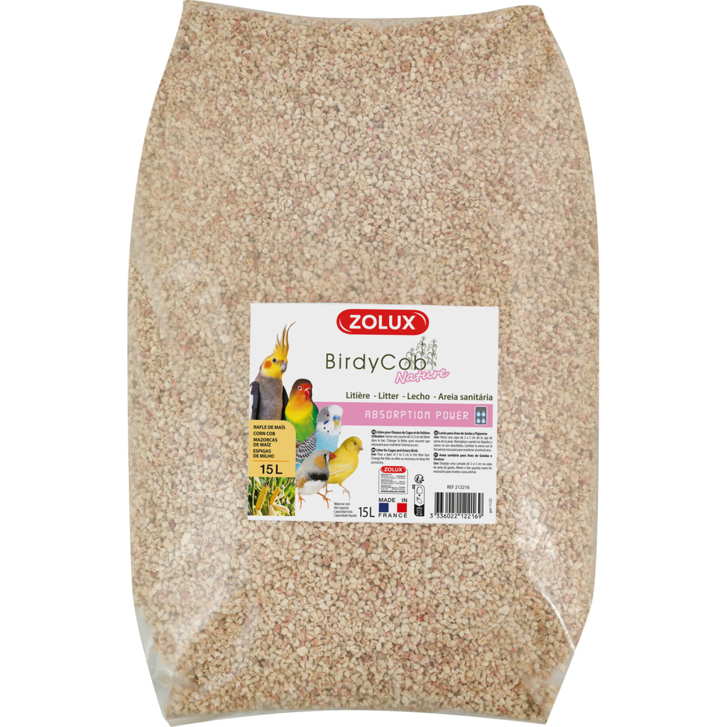 Zolux BirdyCob Nature 15 L Litter for Cages and Aviary