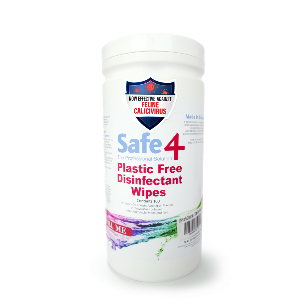 Safe 4 Plastic Free Disinfectant Wipes 1:10 Dilution, Enhanced Formula, 100 wipes