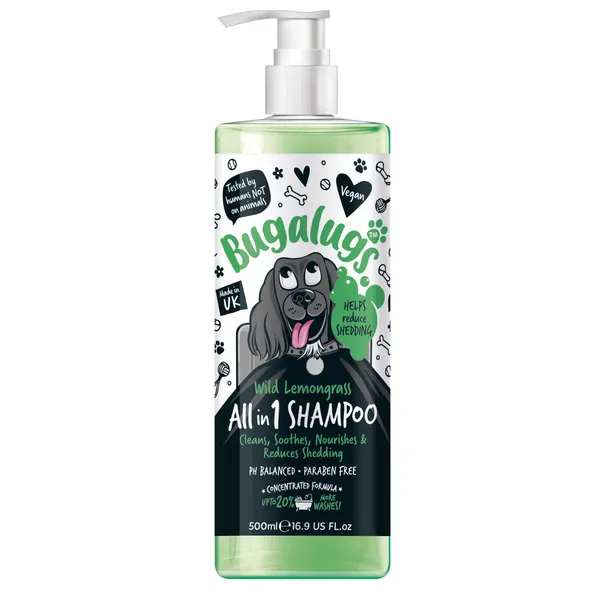 Bugalugs All in 1 Wild Lemongrass Shed Control Dog Shampoo - 500ML