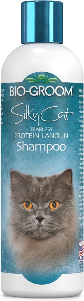 Bio-Groom Silky Cat Tearless Protein-Lanolin Cat Shampoo 8oz