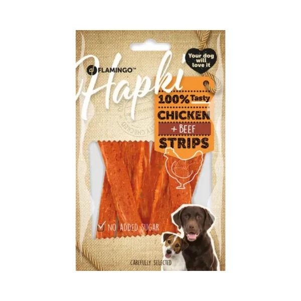 Flamingo Hapki Chicken & Beef Strips Dog Treats 85g OS