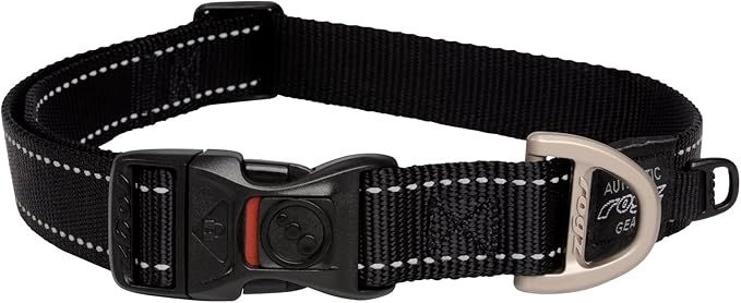 Rogz Utility Reflective Stitching Dog Collar BLACK-Small