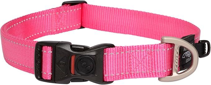 Rogz Utility Reflective Stitching Dog Collar PINK-Medium