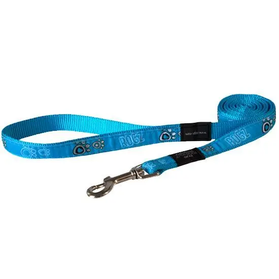 Rogz Turquoise Paw Dog Leash Small