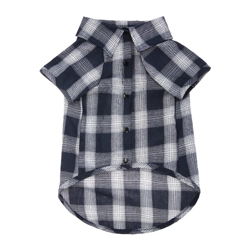 Pets Club  Check Pattern Cotton Cloth For Puppy Dog Summer Shirts - L, BLACK