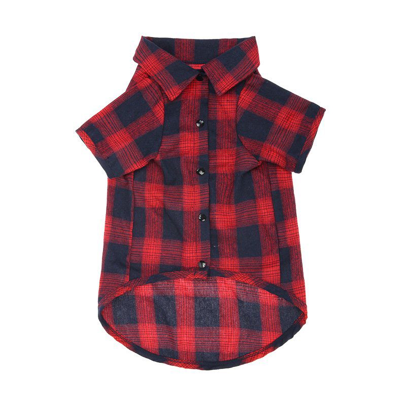 Pets Club  Check Pattern Cotton Cloth For Puppy Dog Summer Shirts - L, RED