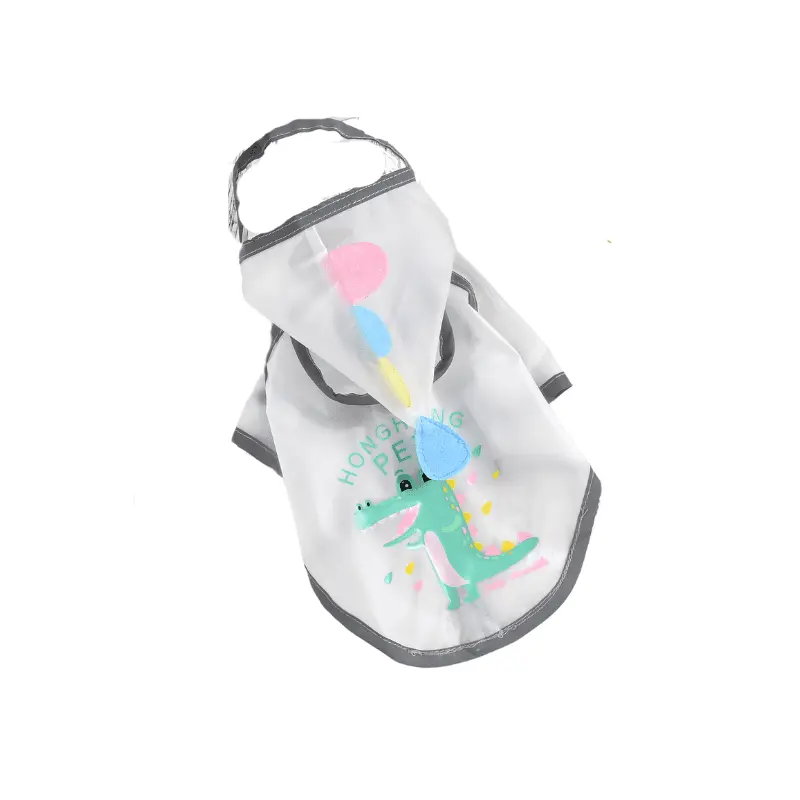 Hong Pet Crocodile Printed Transparent Raincoat  - White - L