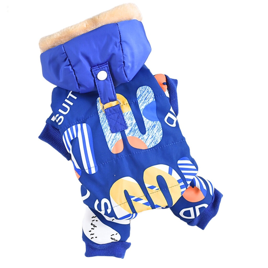 Hong Pet Printed Windproof Coat - Blue - S