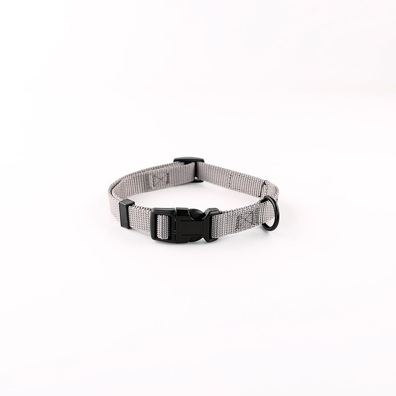 Helepet Nylon Plain Dog Collar - L, GREY