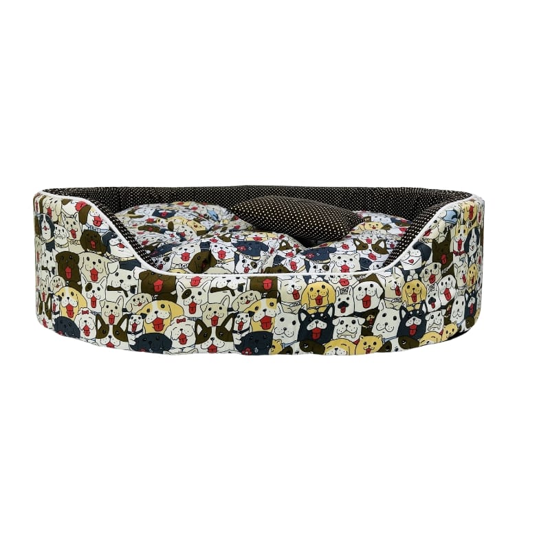 Coco Kindi Oval Washable Cotton Pet Bed – Size 3 - Dog Print