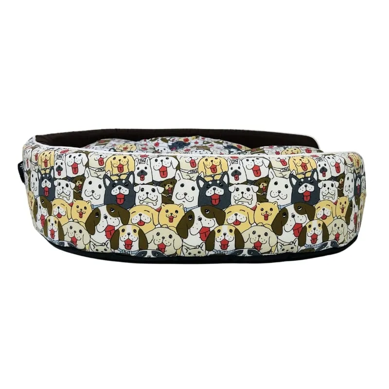Coco Kindi Round Shape Washable Cotton Bed Size#3 - Dog Print