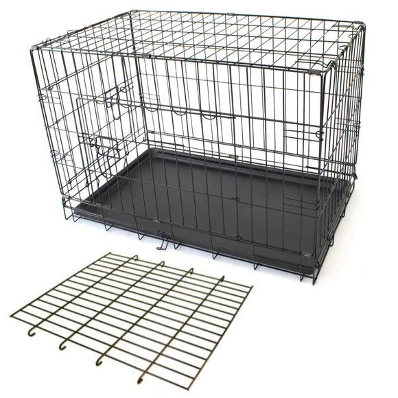 Mclovins 30″ Double Door Foldable Dog Crate With Divider, Size -76X42X52 Cm