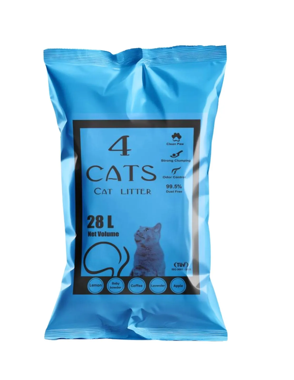 4 Cats Bentonite Clumping Cat Litter - 28L(20.5kg)- Baby Powder