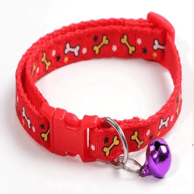 Pets Club Adjustable Cat Collar With Bell - Red Bone