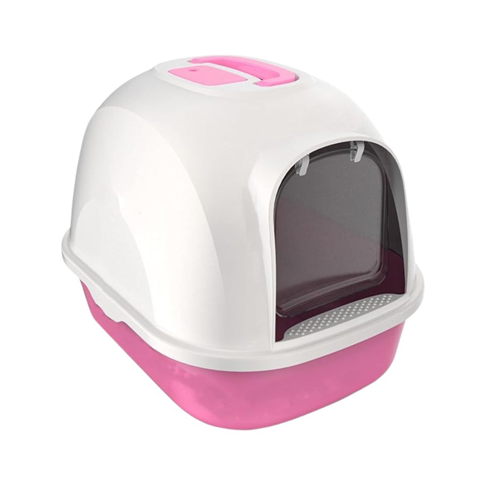 Cozy Paws Hooded Cat Litter Box with Swing Door & Handle – 53×41×41 cm – Pink
